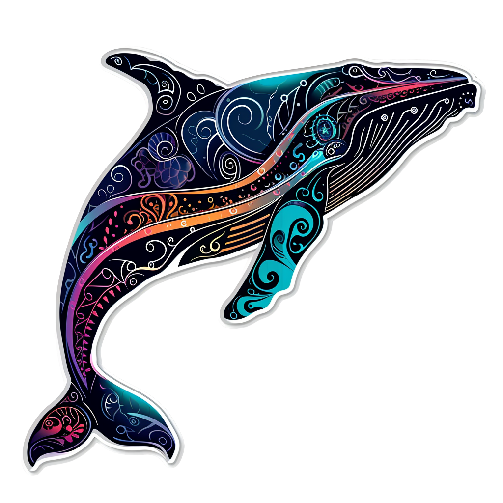 Ornate Tribal Whale - 3" Waterproof Decal