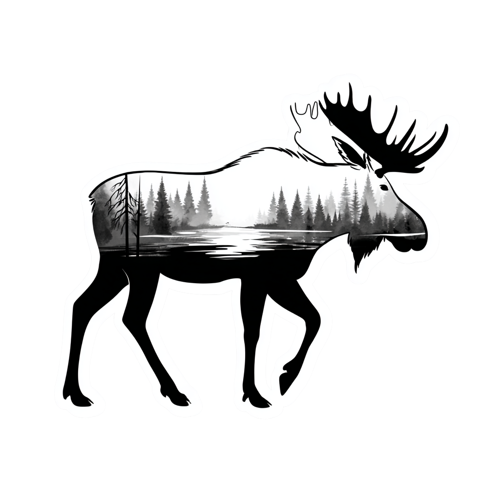 Moose Silhouette Forest