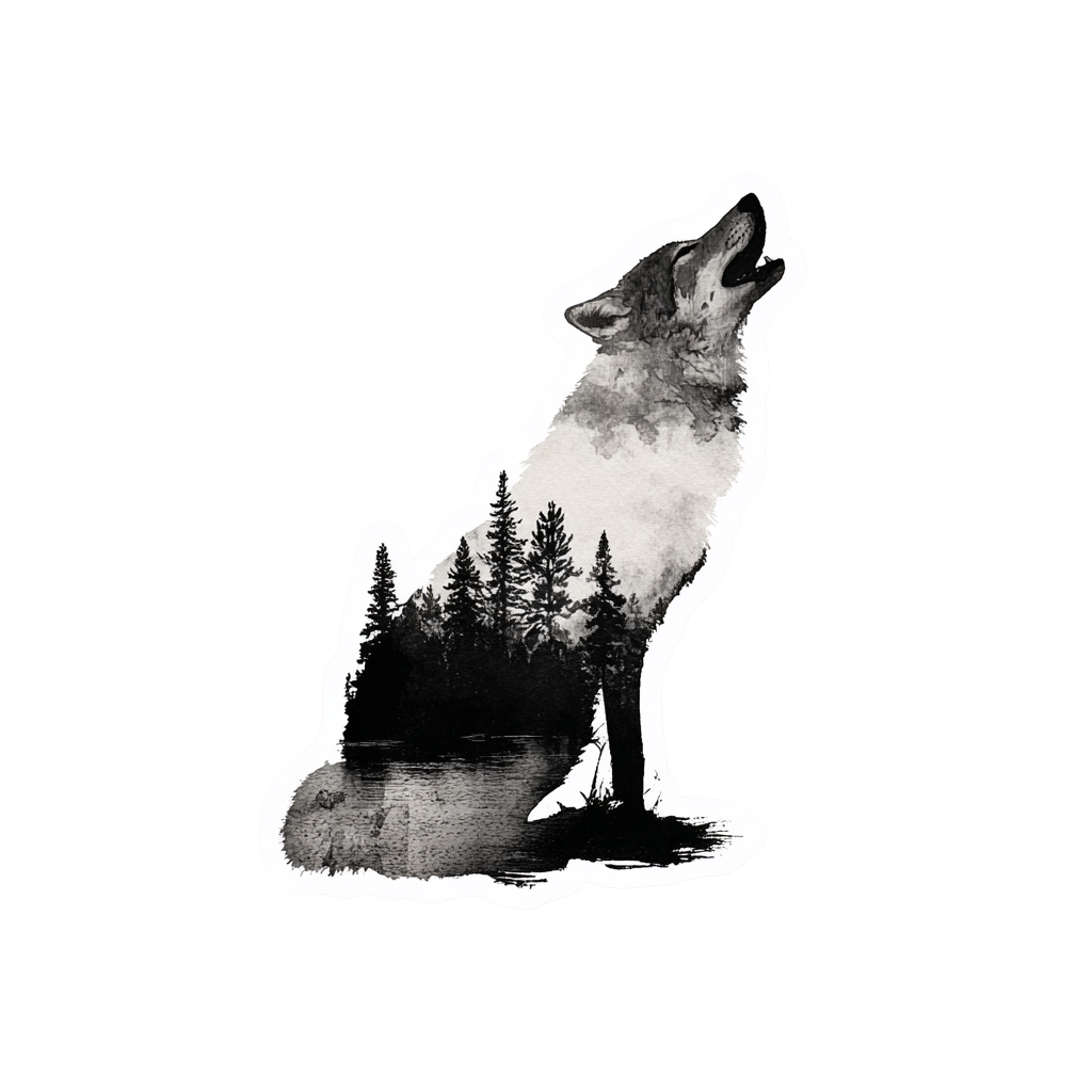 Howling Wolf Silhouette Art