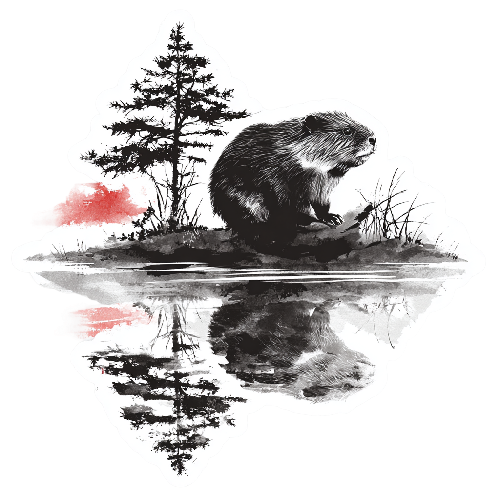 Beaver & Lake Art