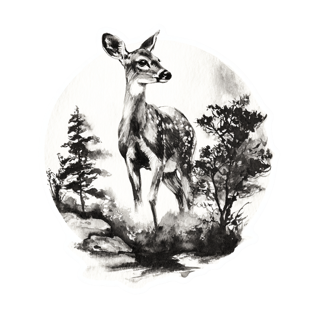 Deer in Forest Illustration