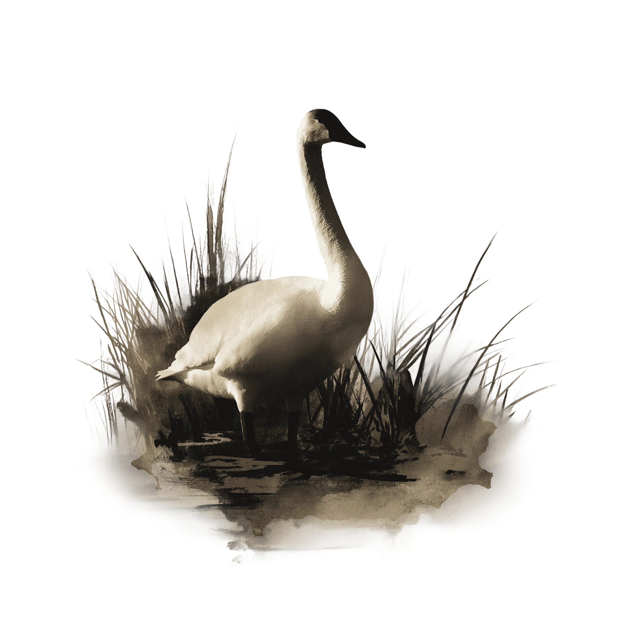Sepia Swan Art