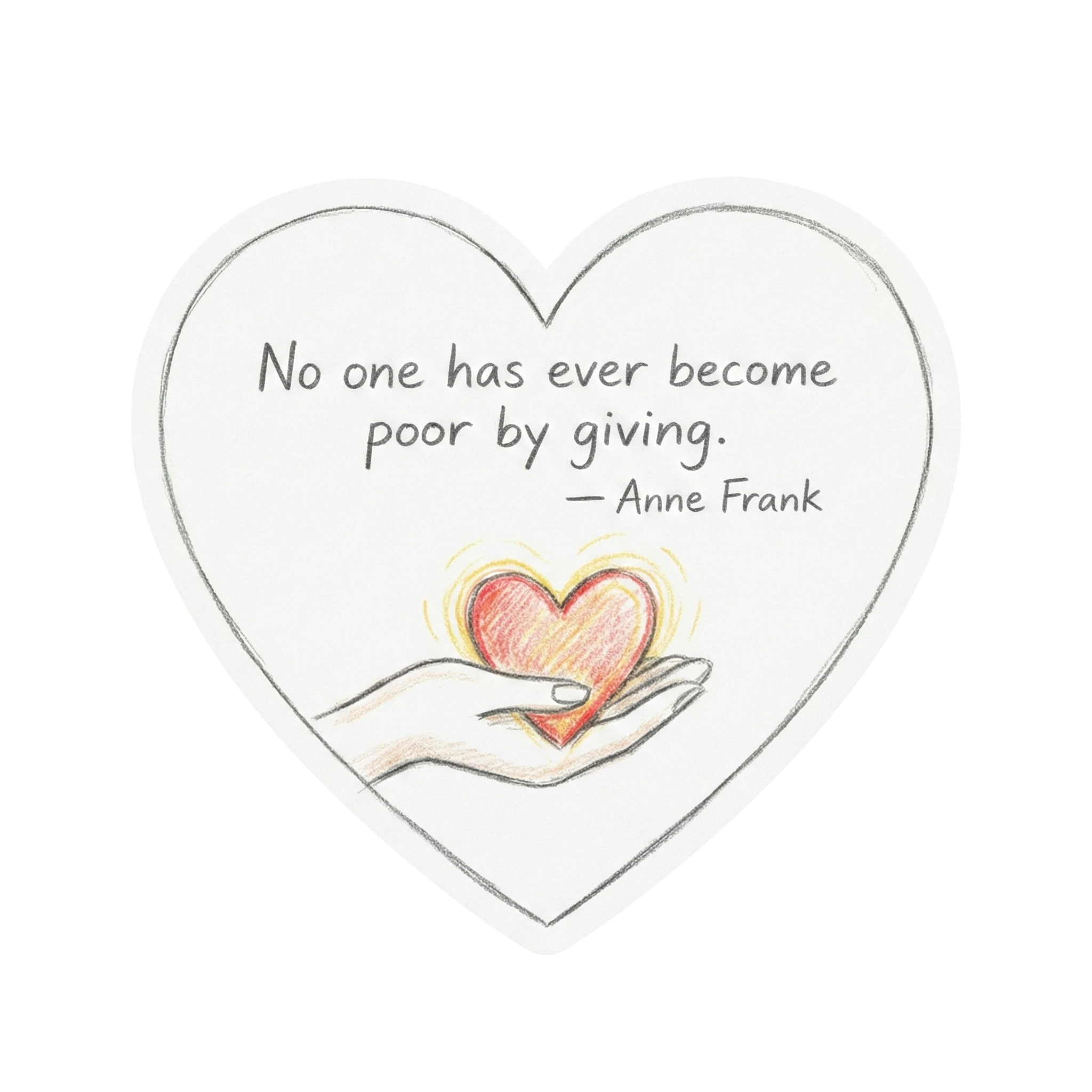 Anne Frank Giving Heart - 2x2 inches