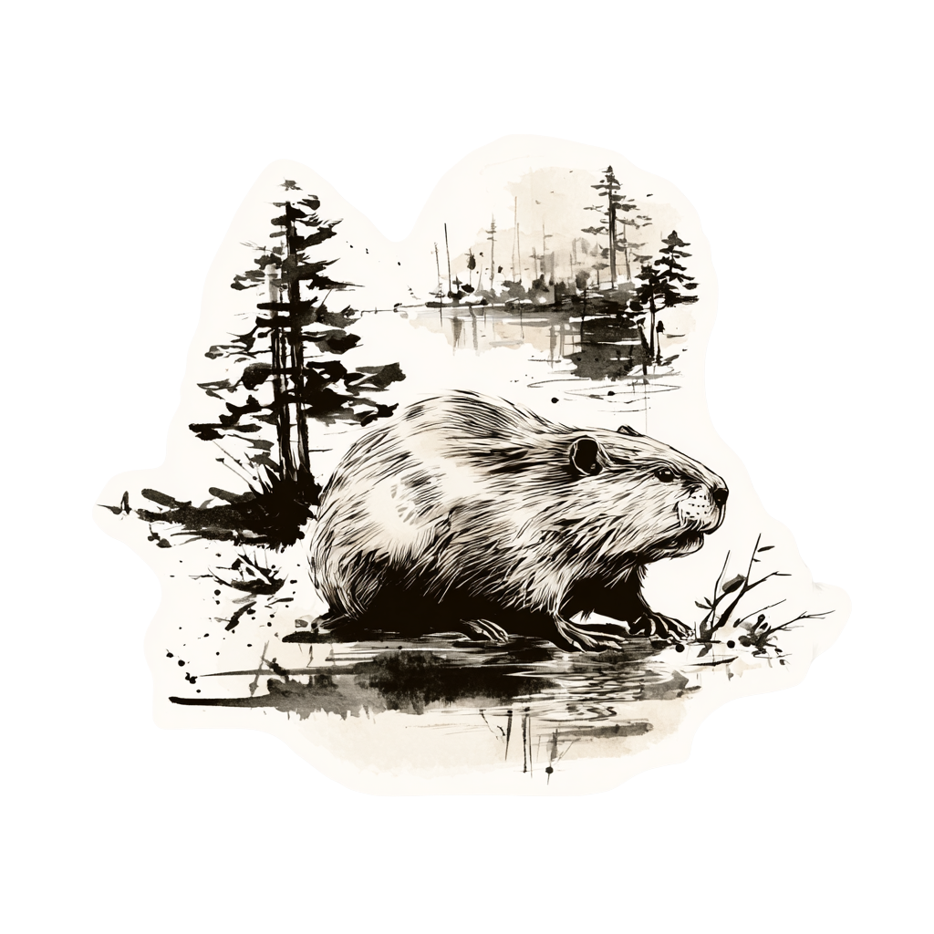 Beaver in Lake Art