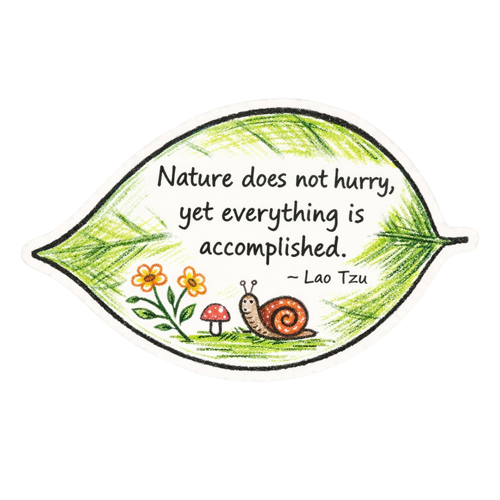 Inspirational Nature Quote with Snail and Flowers